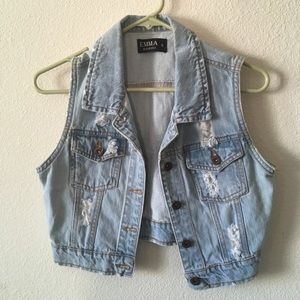 Cropped Denim Vest